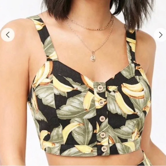 Forever 21 Plus Size Banana Print Crop Top Size 2X - Picture 3 of 4
